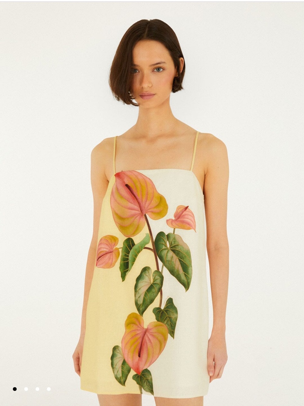 Golden Yellow Anthurium Square Neck Mini Dress from FARM Rio